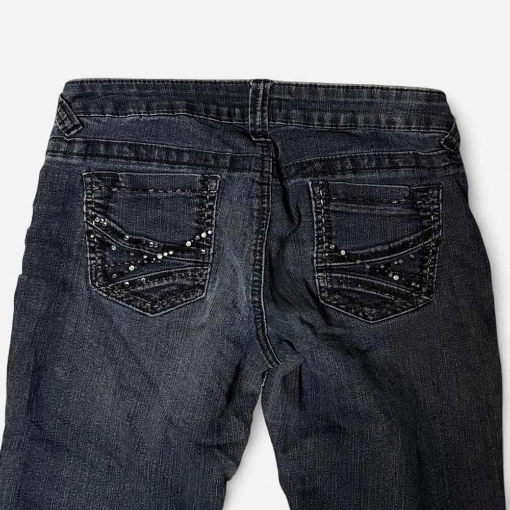 Dark wash skinny jeans with rhinestone pockets - size medium
